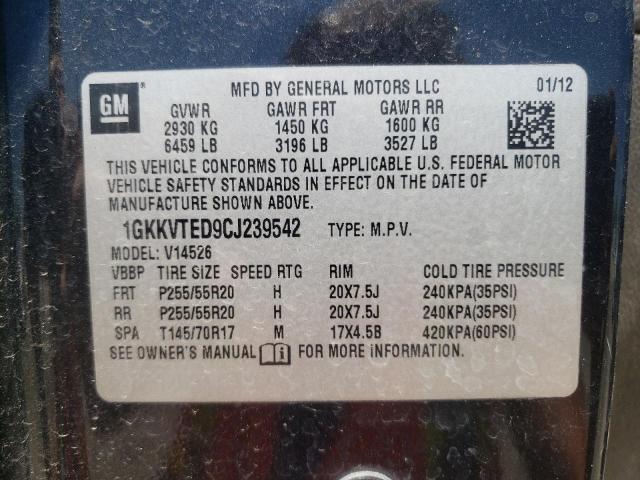 Photo 10 from auction – 2012 GMC ACADIA DEN with VIN 1GKKVTED9CJ239542