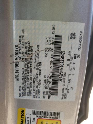 Photo 10 from auction – 2016 FORD FUSION SE with VIN 3FA6P0H74GR358421