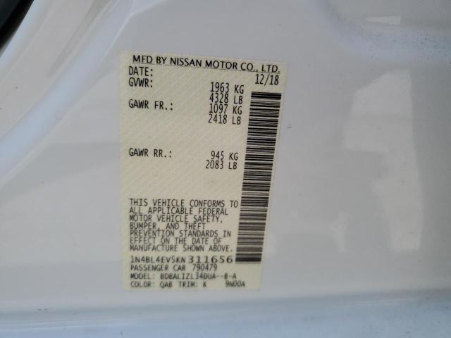 Photo 10 from auction – 2019 NISSAN ALTIMA SL with VIN 1N4BL4EV5KN311656