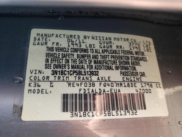 Photo 10 from auction – 2011 NISSAN VERSA S with VIN 3N1BC1CP5BL513932