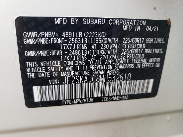 Photo 10 from auction – 2021 SUBARU FORESTER P with VIN JF2SKAJC8MH532610