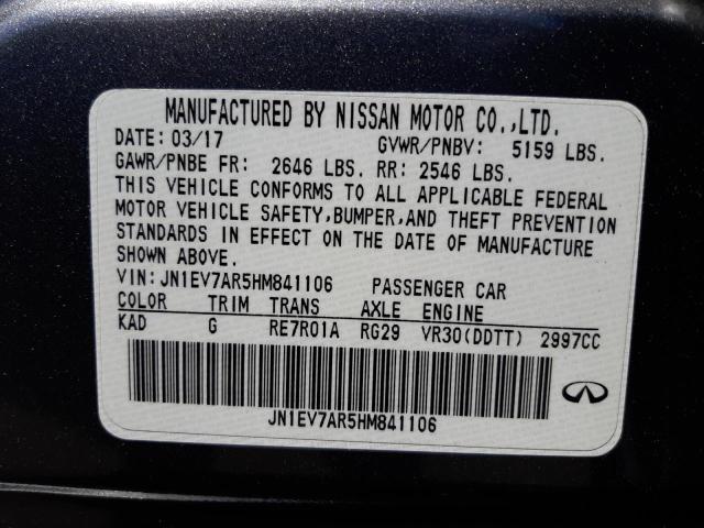 Photo 10 from auction – 2017 INFINITI Q50 PREMIU with VIN JN1EV7AR5HM841106