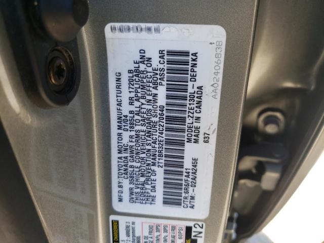 Photo 10 from auction – 2004 TOYOTA COROLLA CE with VIN 2T1BR32E74C270640