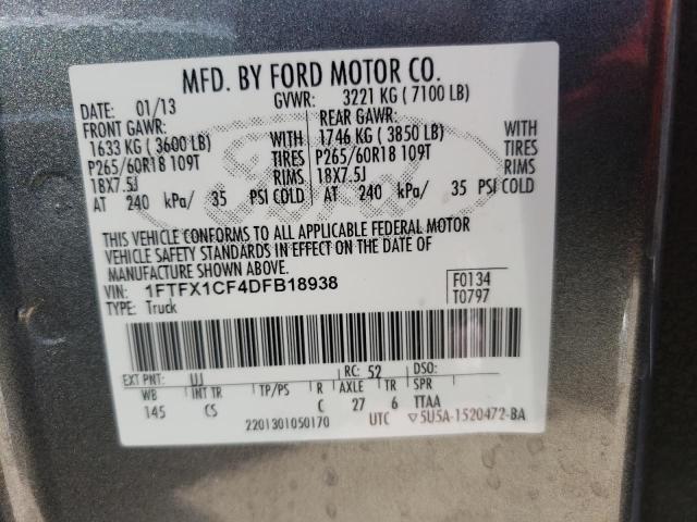 Photo 10 from auction – 2013 FORD F150 SUPER with VIN 1FTFX1CF4DFB18938