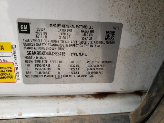 Photo 10 from auction – 2016 BUICK ENCLAVE with VIN 5GAKRBKD4GJ252415
