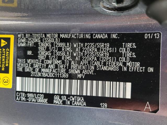 Photo 10 from auction – 2013 LEXUS RX 350 with VIN 2T2ZK1BA3DC111369
