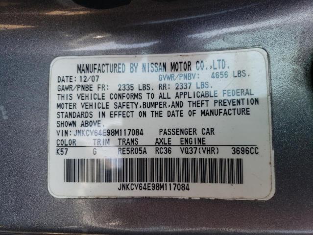 Photo 10 from auction – 2008 INFINITI G37 BASE with VIN JNKCV64E98M117084