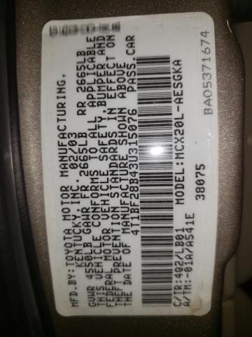 Photo 10 from auction – 2003 TOYOTA AVALON XL with VIN 4T1BF28B43U315076