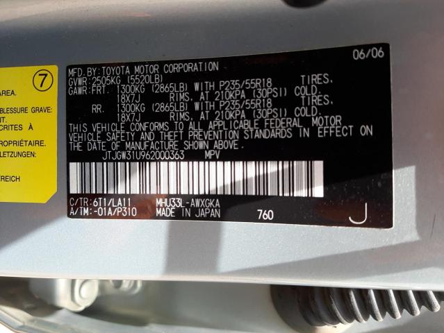 Zdjęcie 10 z aukcji – 2006 LEXUS RX 400 z VIN JTJGW31U962000363