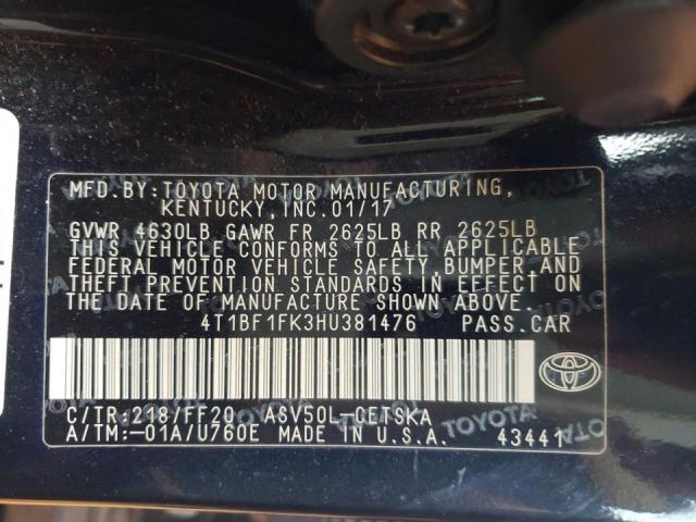 Photo 10 from auction – 2017 TOYOTA CAMRY LE with VIN 4T1BF1FK3HU381476
