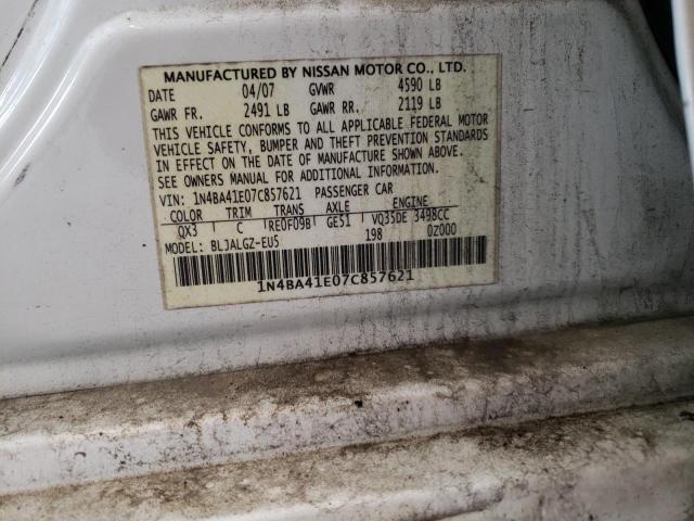 Photo 10 from auction – 2007 NISSAN MAXIMA SE with VIN 1N4BA41E07C857621