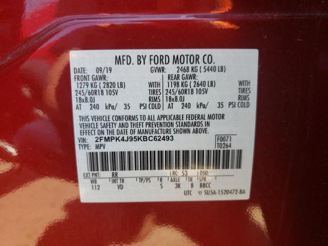 Photo 10 from auction – 2019 FORD EDGE SEL with VIN 2FMPK4J95KBC62493