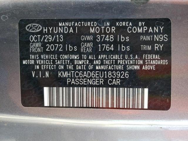 Photo 10 from auction – 2014 HYUNDAI VELOSTER with VIN KMHTC6AD6EU183926