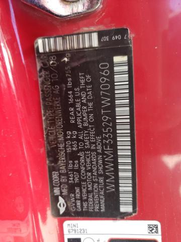 Photo 10 from auction – 2009 MINI COOPER with VIN WMWMF33529TW70960