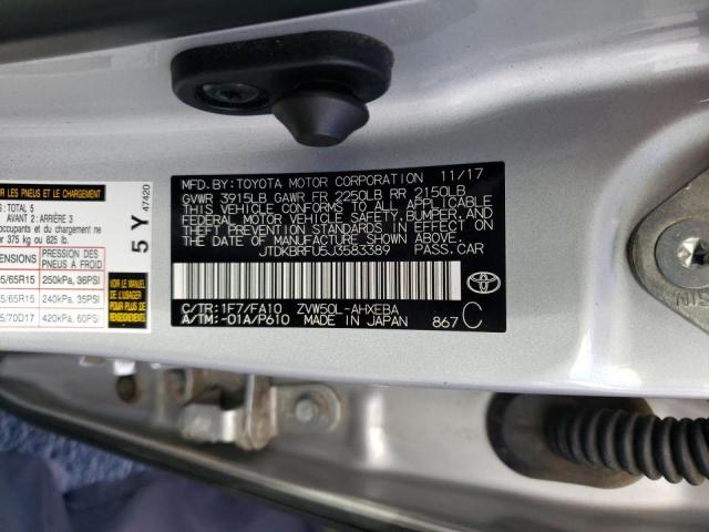 Photo 10 from auction – 2018 TOYOTA PRIUS with VIN JTDKBRFU5J3583389