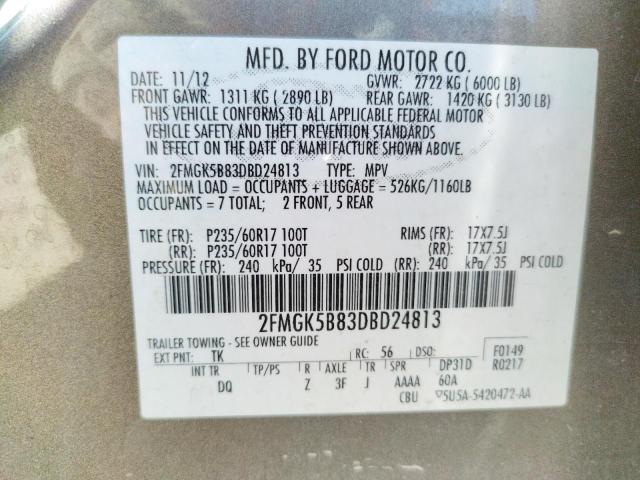 Photo 10 from auction – 2013 FORD FLEX SE with VIN 2FMGK5B83DBD24813