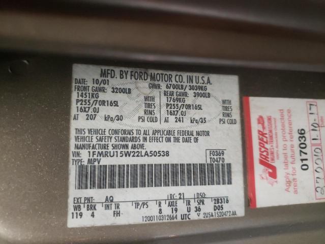 Photo 10 from auction – 2002 FORD EXPEDITION with VIN 1FMRU15W22LA50538