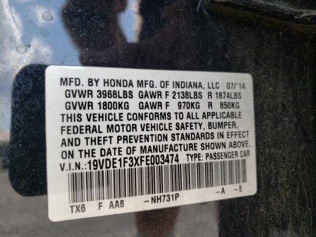 Photo 10 from auction – 2015 ACURA ILX 20 with VIN 19VDE1F3XFE003474