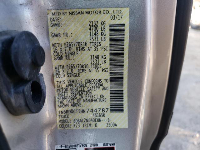 Photo 10 from auction – 2017 NISSAN FRONTIER S with VIN 1N6BD0CT5HN744787