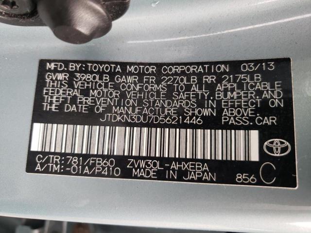 Photo 10 from auction – 2013 TOYOTA PRIUS with VIN JTDKN3DU7D5621446
