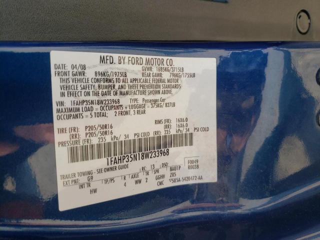 Photo 10 from auction – 2008 FORD FOCUS with VIN 1FAHP35N18W233968