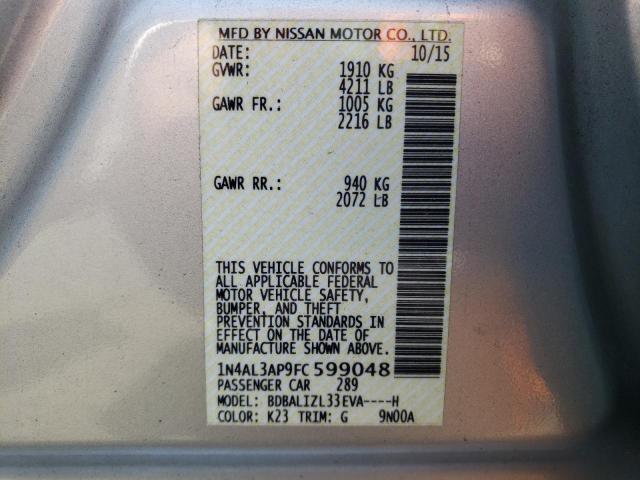 Photo 10 from auction – 2015 NISSAN ALTIMA 2.5 with VIN 1N4AL3AP9FC599048