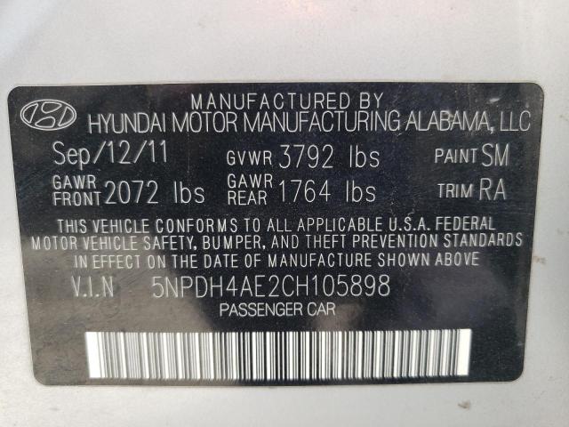 Photo 10 from auction – 2012 HYUNDAI ELANTRA GL with VIN 5NPDH4AE2CH105898