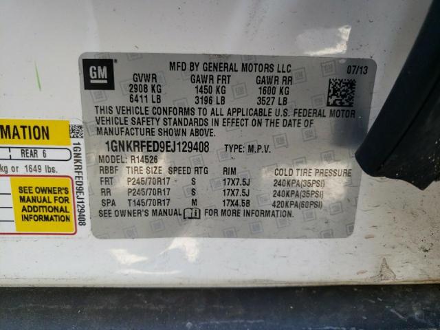 Photo 10 from auction – 2014 CHEVROLET TRAVERSE L with VIN 1GNKRFED9EJ129408