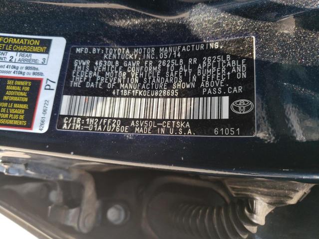 Photo 10 from auction – 2014 TOYOTA CAMRY with VIN 4T1BF1FK0EU828695