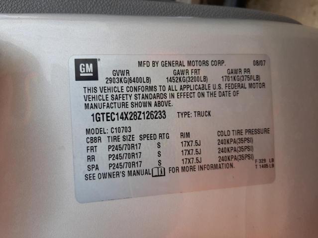 Photo 10 from auction – 2008 GMC SIERRA C15 with VIN 1GTEC14X28Z126233