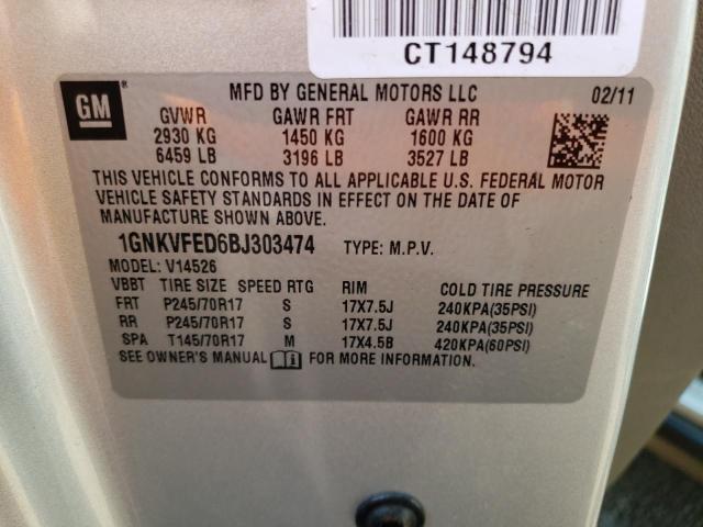 Photo 10 from auction – 2011 CHEVROLET TRAVERSE L with VIN 1GNKVFED6BJ303474