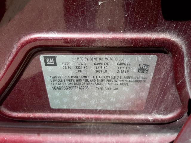 Photo 10 from auction – 2015 BUICK LACROSSE P with VIN 1G4GF5G30FF149293