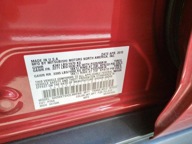 Photo 10 from auction – 2015 MITSUBISHI OUTLANDER with VIN 4A4AR4AU1FE031894