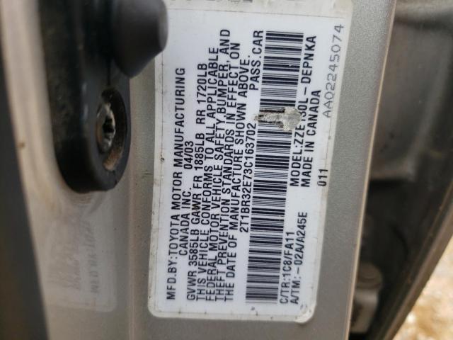 Photo 10 from auction – 2003 TOYOTA COROLLA CE with VIN 2T1BR32E73C163702