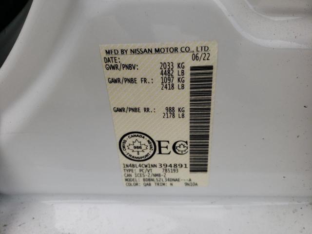 Photo 10 from auction – 2022 NISSAN ALTIMA SR with VIN 1N4BL4CW1NN394891