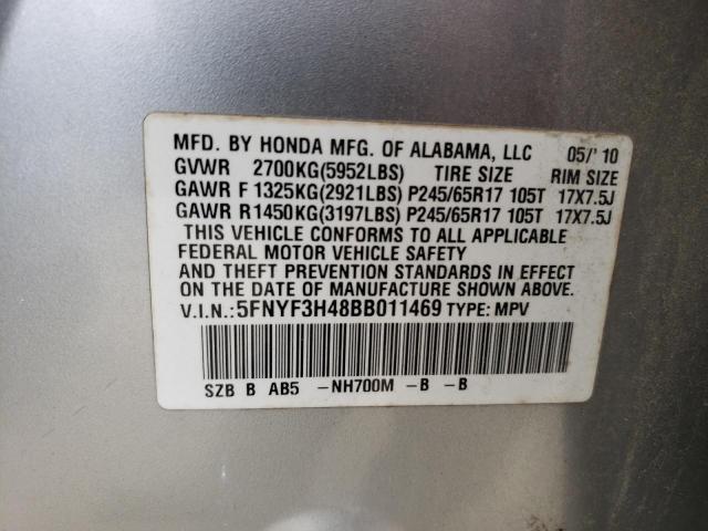 Photo 10 from auction – 2011 HONDA PILOT EX with VIN 5FNYF3H48BB011469