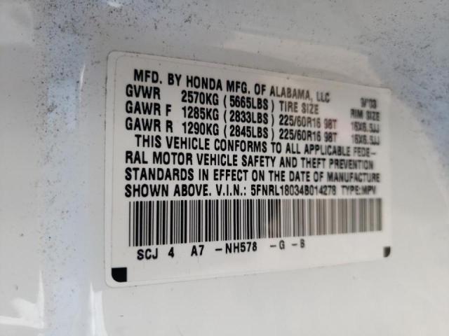 Photo 10 from auction – 2004 HONDA ODYSSEY EX with VIN 5FNRL18034B014278