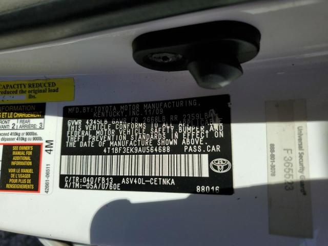 Photo 10 from auction – 2010 TOYOTA CAMRY BASE with VIN 4T1BF3EK9AU564688
