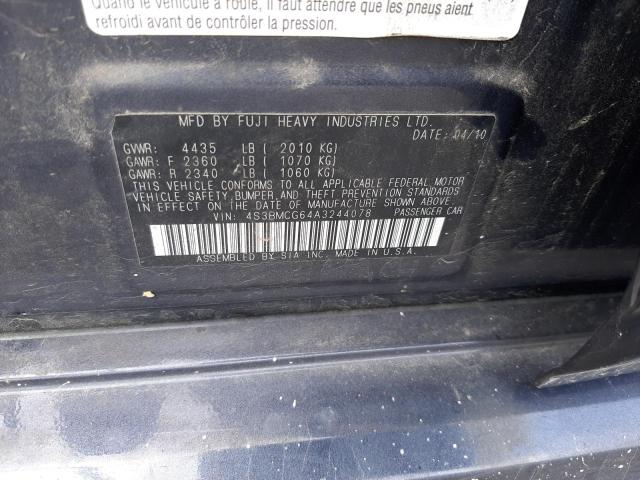 Photo 10 from auction – 2010 SUBARU LEGACY 2.5 with VIN 4S3BMCG64A3244078