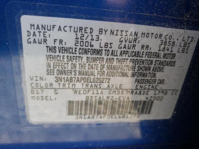 Photo 10 from auction – 2014 NISSAN SENTRA S with VIN 3N1AB7AP0EL625272