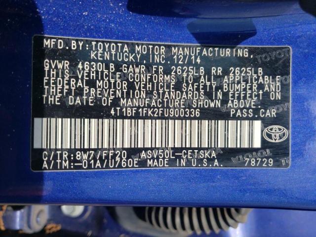 Photo 10 from auction – 2015 TOYOTA CAMRY LE with VIN 4T1BF1FK2FU900336