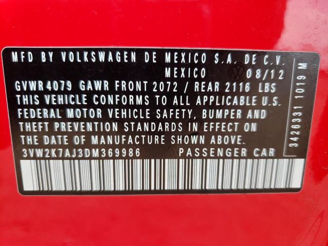Photo 10 from auction – 2013 VOLKSWAGEN JETTA with VIN 3VW2K7AJ3DM369986