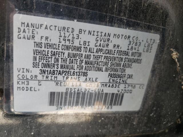 Photo 10 from auction – 2014 NISSAN SENTRA S with VIN 3N1AB7AP2EL613785
