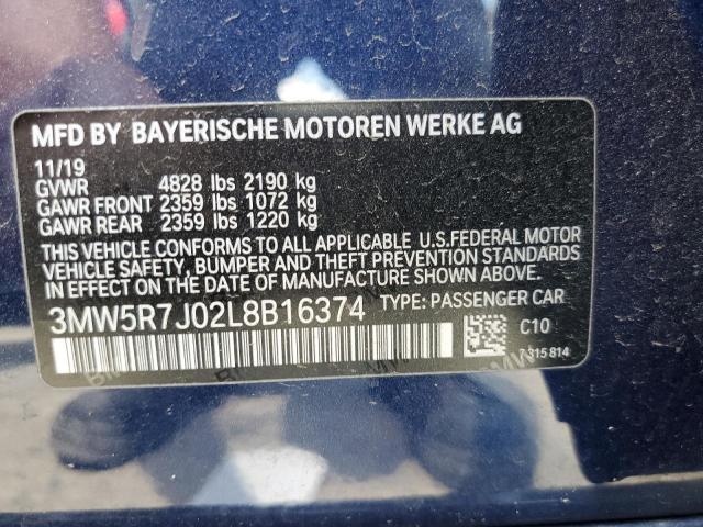 Photo 10 from auction – 2020 BMW 330XI with VIN 3MW5R7J02L8B16374