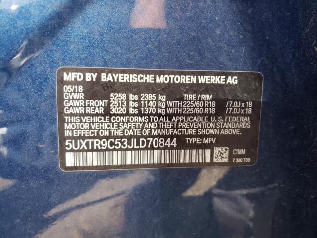 Photo 10 from auction – 2018 BMW X3 XDRIVE3 with VIN 5UXTR9C53JLD70844
