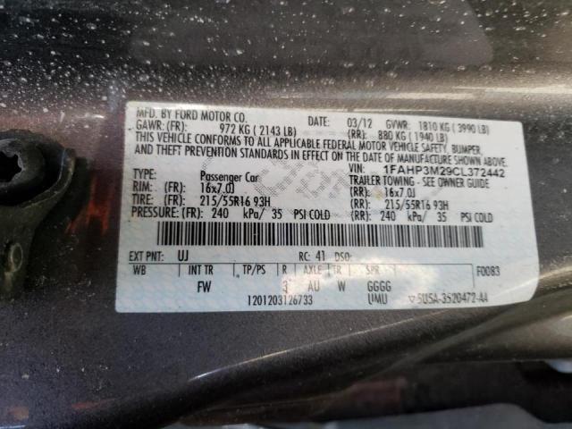 Photo 10 from auction – 2012 FORD FOCUS SEL with VIN 1FAHP3M29CL372442