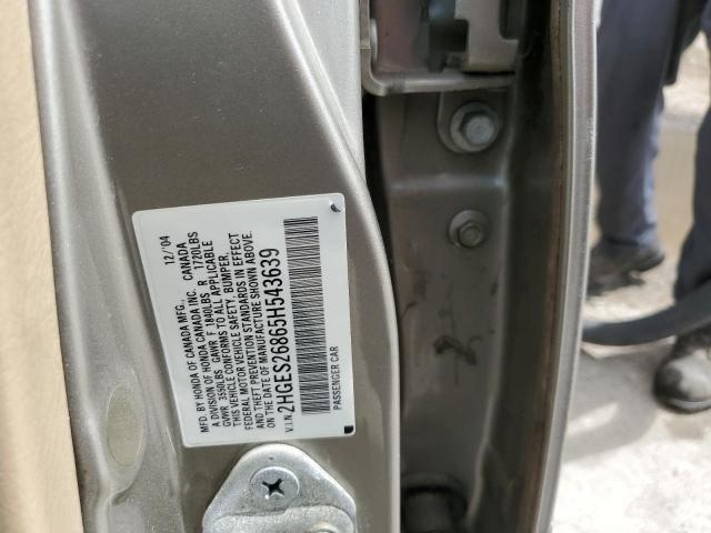 Photo 10 from auction – 2005 HONDA CIVIC EX with VIN 2HGES26865H543639