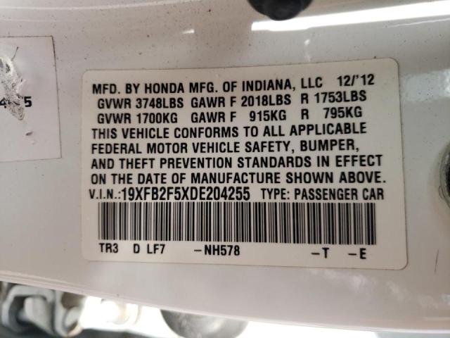 Photo 10 from auction – 2013 HONDA CIVIC LX with VIN 19XFB2F5XDE204255