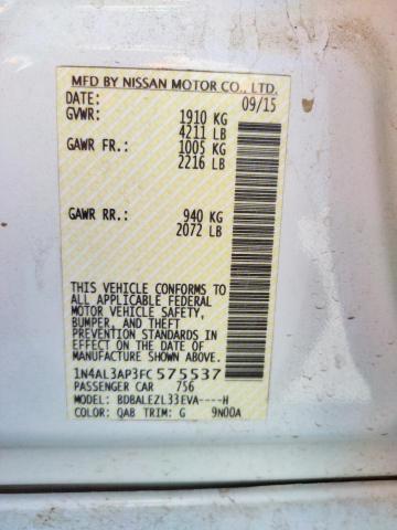Photo 10 from auction – 2015 NISSAN ALTIMA 2.5 with VIN 1N4AL3AP3FC575537
