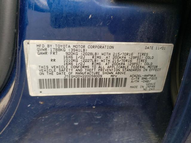 Photo 10 from auction – 2002 TOYOTA RAV4 with VIN JTEGH20V220058009